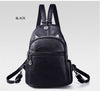 Women Backpacks Casual Black Soft Leather Multifunction Zipper