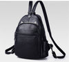 Women Backpacks Casual Black Soft Leather Multifunction Zipper