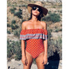 2019 New Sexy Off the Shoulder Solid Swimwear Women One Piece Swimsuit