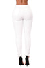 Double Rose Embroidery Distressed Skinny Jeans