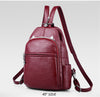 Women Backpacks Casual Black Soft Leather Multifunction Zipper