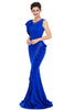 Asymmetric Pleats Detail Elegant Long Party Dress