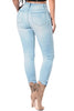 Double Rose Embroidery Distressed Skinny Jeans