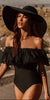 2019 New Sexy Off the Shoulder Solid Swimwear Women One Piece Swimsuit