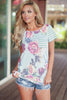 Floral and Striped Casual T-shirt