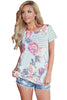 Floral and Striped Casual T-shirt