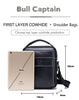 BULLCAPTAIN 2019 Men's Leather Fashion Zip Crossbody Bag