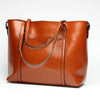 Women Oil PU Leather Tote Handbags
