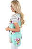 Floral and Striped Casual T-shirt