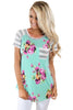 Floral and Striped Casual T-shirt