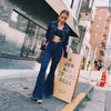 Fashion High Waist Flare Jeans Women Bell Bottom Denim