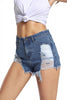 Medium Blue Denim Frayed Destroyed Shorts