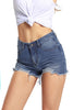 Blue Medium Wash Denim Destroyed Shorts