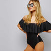 2019 New Sexy Off the Shoulder Solid Swimwear Women One Piece Swimsuit