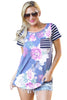 Floral and Striped Casual T-shirt