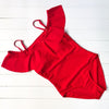 2019 New Sexy Off the Shoulder Solid Swimwear Women One Piece Swimsuit