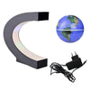 C shape Black Blue LED World Map