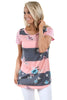 Floral and Striped Casual T-shirt