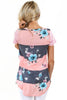Floral and Striped Casual T-shirt