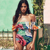 2019 New Sexy Off the Shoulder Solid Swimwear Women One Piece Swimsuit