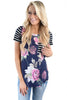 Floral and Striped Casual T-shirt