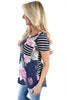 Floral and Striped Casual T-shirt