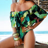 2019 New Sexy Off the Shoulder Solid Swimwear Women One Piece Swimsuit