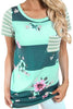 Floral and Striped Casual T-shirt