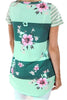 Floral and Striped Casual T-shirt