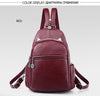 Women Backpacks Casual Black Soft Leather Multifunction Zipper