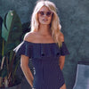 2019 New Sexy Off the Shoulder Solid Swimwear Women One Piece Swimsuit