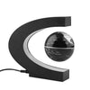 C shape Black Blue LED World Map