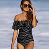 2019 New Sexy Off the Shoulder Solid Swimwear Women One Piece Swimsuit