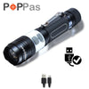 POPPAS Micro USB 1300LM XML-T6 Chips Red and White RAY LED Flashlight