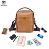 BULLCAPTAIN 2019 Men's Leather Fashion Zip Crossbody Bag