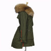 Soperwillton New 2017 Winter Jacket Women Real Large Raccoon Fur Collar Thick Loose size Coat outwear Parkas Army Green #A050