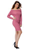 Off Shoulder Long Sleeve Rib Knit Sweater Dress