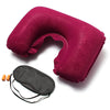 Inflatable Travel Sleeping Set U Air Cushion Pillow Earplug Eye Mask