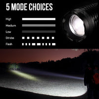 POPPAS Micro USB 1300LM XML-T6 Chips Red and White RAY LED Flashlight