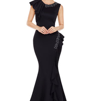 Asymmetric Pleats Detail Elegant Long Party Dress