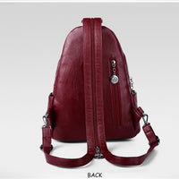 Women Backpacks Casual Black Soft Leather Multifunction Zipper