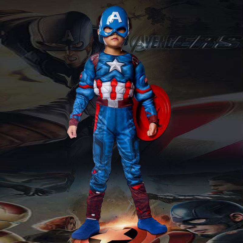 Superhero Kids Muscle Captain America Costume