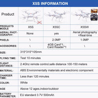 SYMA X5SW RC Drone Wi-Fi Camera