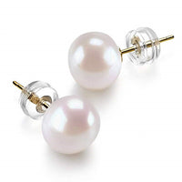 High Quality 925 Silver Gold Color 8-9mm Bread Round Freshwater Cultured Pearl