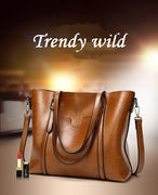 Women bag Oil wax Leather Handbags