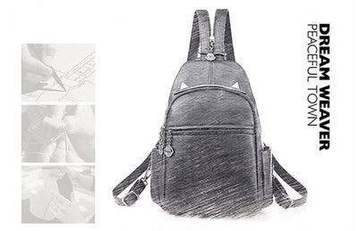 Women Backpacks Casual Black Soft Leather Multifunction Zipper
