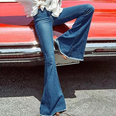 Spring autumn Wide Leg Distressed Flared Jeans