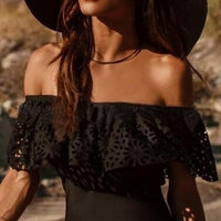 2019 New Sexy Off the Shoulder Solid Swimwear Women One Piece Swimsuit