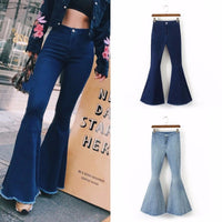 Fashion High Waist Flare Jeans Women Bell Bottom Denim