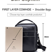 BULLCAPTAIN 2019 Men's Leather Fashion Zip Crossbody Bag